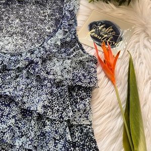 💙 EXPRESS~Frill~ Boho Top~ minimalist florals 💙~Sz. S